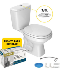 Kit Vaso com Caixa Acoplada Aspen 3/6L + Assento + Acessórios para Instalação Branco | DECA