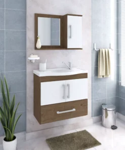 Sobre o produto  O Kit Atenas 65 Com Espelheira na combinação de cores Amêndoa/Branca é uma solução completa e elegante para a organização e decoração de banheiros. Este conjunto destaca-se pela sua versatilidade de tonalidades, combinando o calor da amêndoa com a neutralidade do branco. O kit inclui uma pia de 65 centímetros, proporcionando uma generosa superfície para atividades diárias de higiene. Além disso, a presença da espelheira amplia a funcionalidade do conjunto, oferecendo espaço para armazenamento e um espelho para auxiliar nas rotinas diárias. Fabricado com materiais de alta qualidade, o Kit Atenas 65 promove durabilidade e resistência, garantindo sua longevidade mesmo em ambientes úmidos como o banheiro. O design contemporâneo e a combinação de cores adicionam um toque estético ao ambiente, contribuindo para uma atmosfera harmoniosa. A combinação de Amêndoa/Branca permite uma integração flexível com diferentes estilos de decoração, proporcionando um ambiente de banheiro que é ao mesmo tempo funcional e visualmente atraente. Em resumo, o Kit Atenas 65 Com Espelheira na cor Amêndoa/Branca oferece uma solução completa para banheiros, unindo praticidade, estética e durabilidade. [divider] Sobre nós  Bem-vindo ao Atacadão dos Pisos, o destino final para todas as suas necessidades de materiais de construção! Com nossa ampla gama de produtos, ajudamos você a construir a casa dos seus sonhos. Nossa loja tem tudo que você precisa, desde pisos até revestimentos e muito mais. Além disso, com mais de 300 modelos de pisos e revestimentos à sua escolha, você encontra exatamente o que procura para dar o acabamento perfeito à sua casa. Entendemos que o tempo é fundamental quando se trata de projetos de construção. Por isso, oferecemos entrega em até 48 horas dentro do estado do Rio de Janeiro. Dessa forma, você não precisa se preocupar com atrasos ou tempos de espera prolongados. Nós temos você coberto! No Atacadão dos Pisos, também proporcionamos opções de pagamento flexíveis para facilitar sua compra. Você pode pagar em até 10 vezes sem juros, permitindo que você se concentre na construção da sua casa sem se preocupar com o encargo financeiro. Queremos fazer parte da sua felicidade, ajudando na construção da casa dos sonhos. Reconhecemos que uma casa confortável e acolhedora é essencial para o bem-estar geral. Por isso, queremos ajudá-lo a alcançar essa felicidade, fornecendo-lhe os melhores materiais de construção. Convidamo-lo a visitar a nossa loja física, onde o nosso pessoal simpático e experiente terá todo o prazer em ajudá-lo na sua compra. Estamos localizados em Av. Presidente Lincoln, 411 ou 410 | Jardim Meriti - São João de Meriti, RJ, e mal podemos esperar para recebê-lo! Venha e veja você mesmo porque o Atacadão dos Pisos é a melhor escolha para todas as suas necessidades, proporcionando uma casa recheada de felicidade para você e sua família. Veja mais como o Kit Atenas clicando aqui !!
