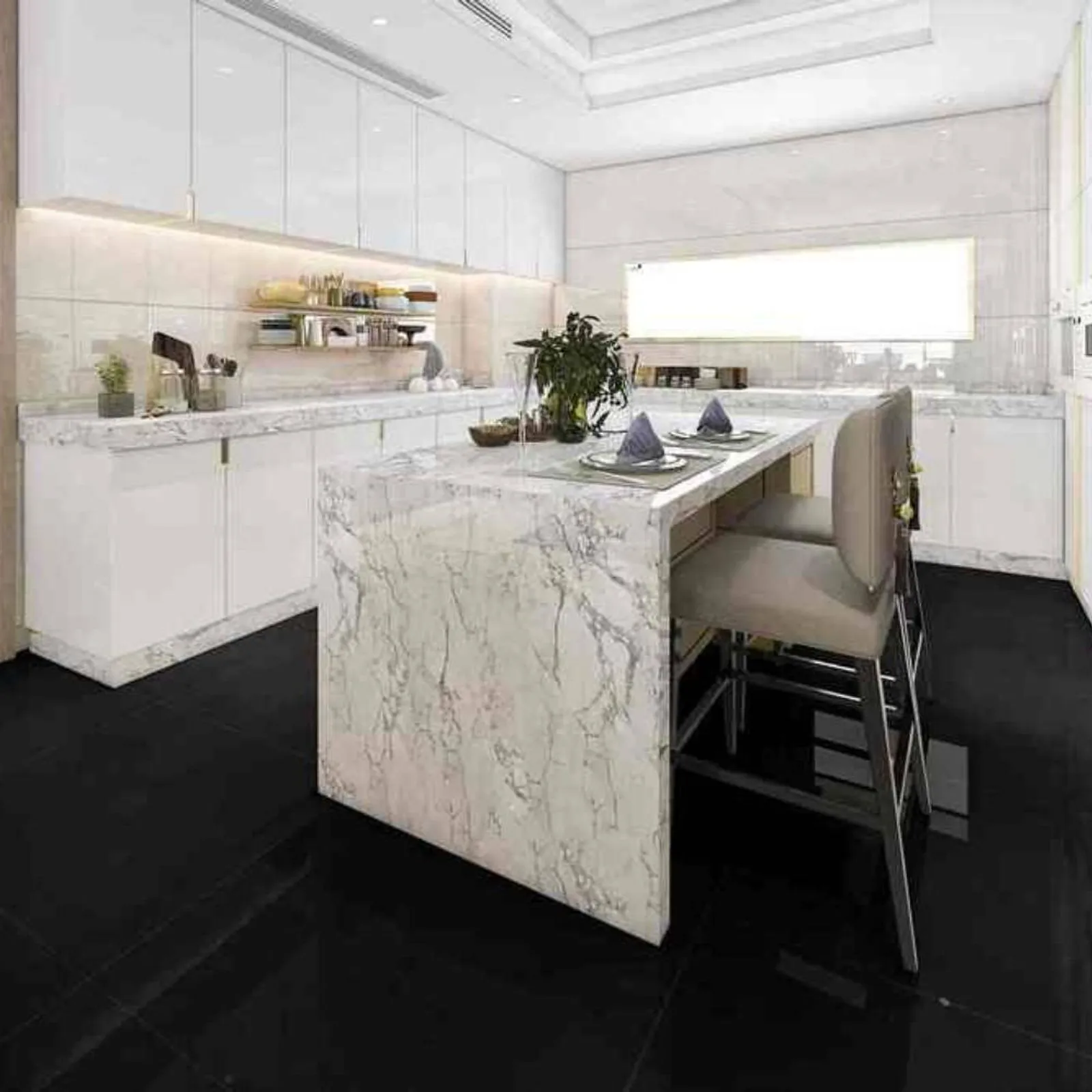 piso nero polido ambiente